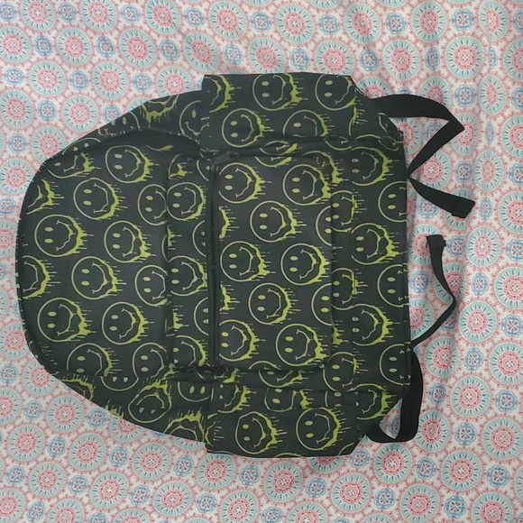 Other - 📚Smiley Drippy Face Backpack NWOT Black📓